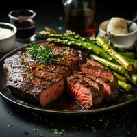 Grilled steak on a plate photo