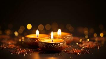 Diwali holiday background with candle photo