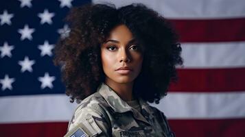 A portrait of a soldier in uniform photo