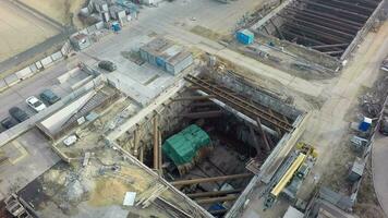 Aerial shot of subway construction in Moscow, Russia video
