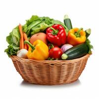 Fresh vegetables in basket isolated photo