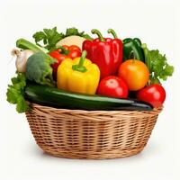 Fresh vegetables in basket isolated photo