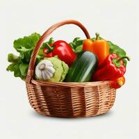 Fresh vegetables in basket isolated photo