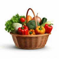Fresh vegetables in basket isolated photo