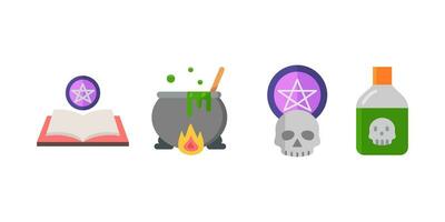 collection of witchcraft magic icons, flat set of witchcraft vector icons for web design