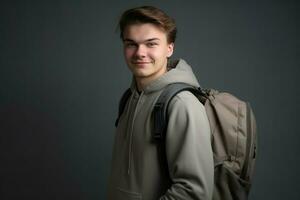 estudiante mochila aprendiendo. generar ai foto