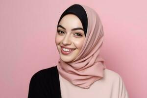musulmán mujer hijab capacitación. generar ai foto