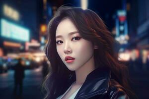 Kpop idol city girl. Generate Ai photo