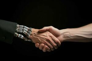 Advanced ai and human hand shake. Generate Ai photo