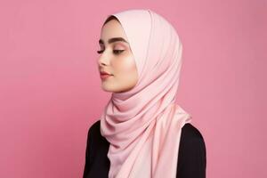 musulmán mujer hijab modelo. generar ai foto