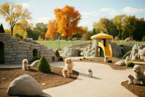 Adorable dog park. Generate Ai photo