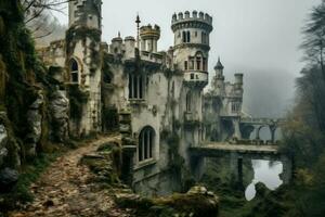 Abandoned castle. Generate Ai photo