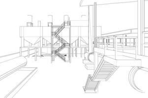 3d ilustración de industrial edificio vector