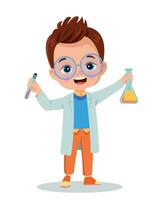 little scientist doing experiments and research vector