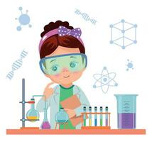 little scientist doing experiments and research vector