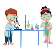 little scientist doing experiments and research vector