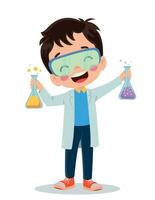 little scientist doing experiments and research vector