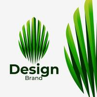 3D bio technology sharp line abstract eco leaf logo design branding vector