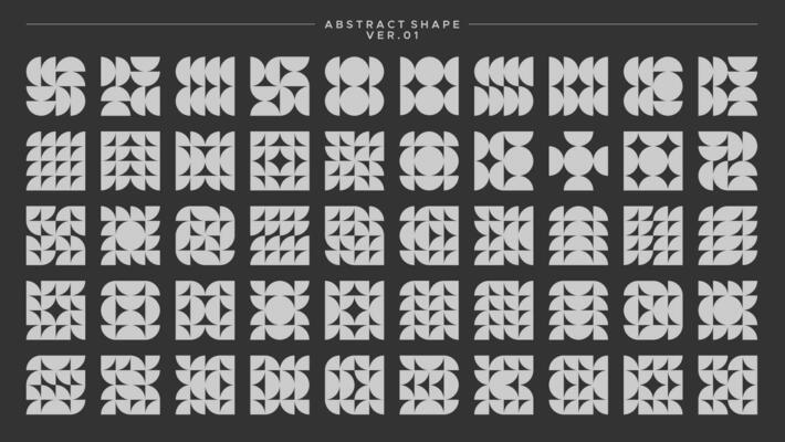 Simple basic shape abstract memphis circle pattern design set