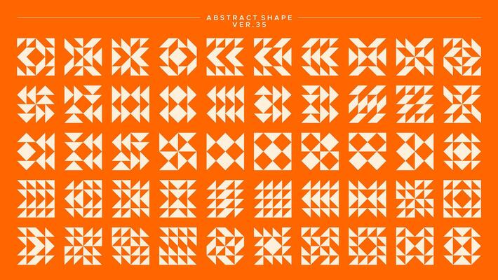 Simple bauhaus abstract basic shape line square pattern design set