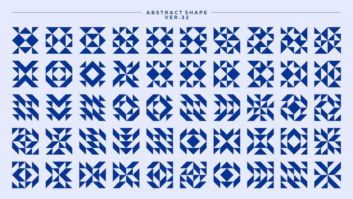 Set of sharp line abstract basic shape pattern design