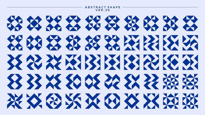 Minimalist sharp line memphis abstract square basic shape pattern design set