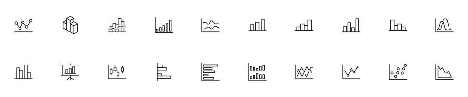Chart concept. Chart line icon set. Collection of vector signs in trendy flat style for web sites, internet shops and stores, books and flyers. Premium quality icons isolated on white background