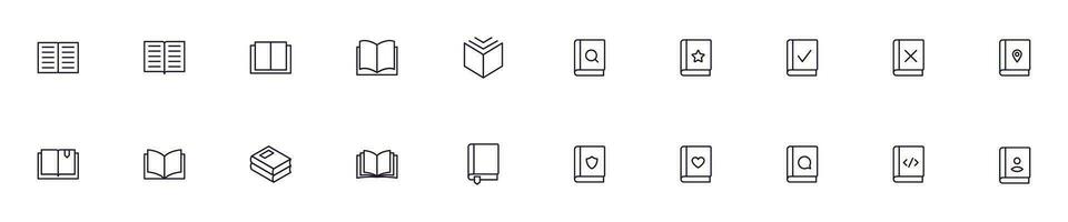 Book concept. Collection of book high quality vector outline signs for web pages, books, online stores, flyers, banners etc. Set of premium illustrations isolated on white background