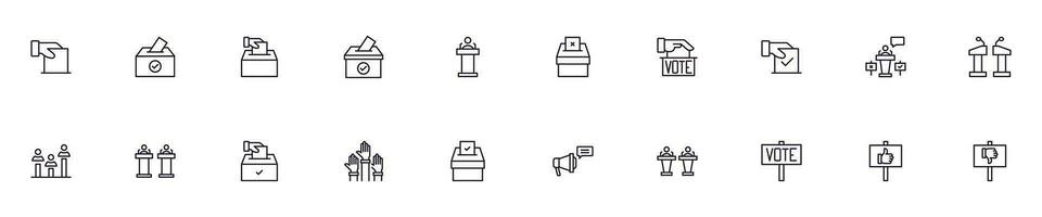 Collection of modern election outline icons. Set of modern illustrations for mobile apps, web sites, flyers, banners etc isolated on white background. Premium quality signs. vector