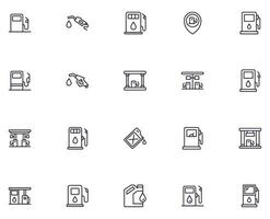 Collection of modern gas station outline icons. Set of modern illustrations for mobile apps, web sites, flyers, banners etc isolated on white background. Premium quality signs. vector