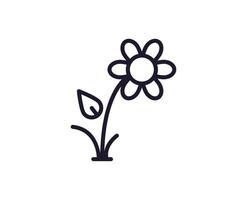 Farm and agriculture symbol. Vector outline pictogram in line style. Editable stroke for UI, adverts, online shops. Isolated line icon of flower