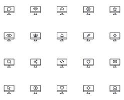 computadora línea icono en blanco antecedentes vector