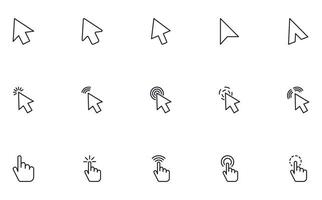 Cursor concept. Cursor line icon set. Collection of vector signs in trendy flat style for web sites, internet shops and stores, books and flyers. Premium quality icons isolated on white background