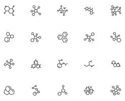 Collection of modern molecule outline icons. Set of modern illustrations for mobile apps, web sites, flyers, banners etc isolated on white background. Premium quality signs. vector