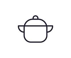 Kitchen and cooking concept. Vector sign drawn with black thin line. Editable stroke. Line icon of pan