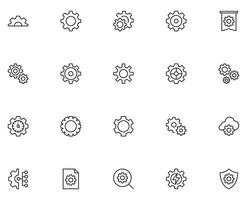 Collection of modern gear outline icons. Set of modern illustrations for mobile apps, web sites, flyers, banners etc isolated on white background. Premium quality signs. vector