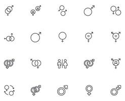 Gender concept. Collection of gender high quality vector outline signs for web pages, books, online stores, flyers, banners etc. Set of premium illustrations isolated on white background