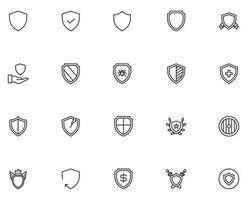 Collection of modern shield outline icons. Set of modern illustrations for mobile apps, web sites, flyers, banners etc isolated on white background. Premium quality signs vector