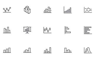 Chart concept. Chart line icon set. Collection of vector signs in trendy flat style for web sites, internet shops and stores, books and flyers. Premium quality icons isolated on white background