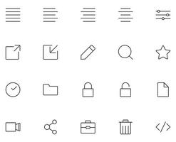 Simple sign and symbols for UI. Suitable for web sites, apps, internet stores. Editable stroke. Line icon set with vector pictures of minimize, block, share and other elements