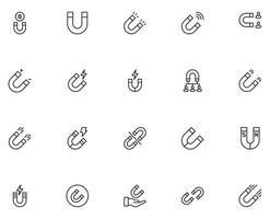 Collection of modern magnet outline icons. Set of modern illustrations for mobile apps, web sites, flyers, banners etc isolated on white background. Premium quality signs. vector