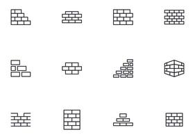 Collection of modern brick outline icons. Set of modern illustrations for mobile apps, web sites, flyers, banners etc isolated on white background. Premium quality signs. vector