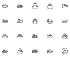 Ship concept. Collection of ship high quality vector outline signs for web pages, books, online stores, flyers, banners etc. Set of premium illustrations isolated on white background