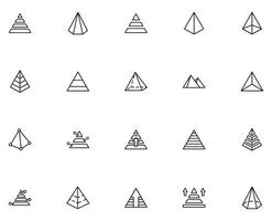 Pyramid concept. Pyramid line icon set. Collection of vector signs in trendy flat style for web sites, internet shops and stores, books and flyers. Premium quality icons isolated on white background