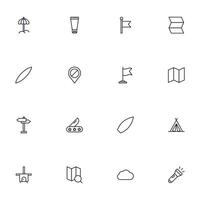 Travel icon set. Collection of outdoor activity sign for web design, UI design, mobile app, etc. Relax outline icon. Camping black pictogram on white background. vector