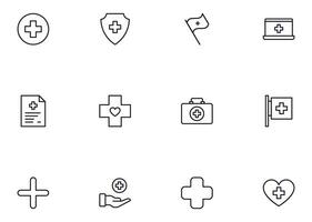 Collection of modern medical cross outline icons. Set of modern illustrations for mobile apps, web sites, flyers, banners etc isolated on white background. Premium quality signs. vector