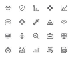 Business line icon set. Collection of commerce uotline sighn for web design, mobile app, UI design, etc. Dark blue line symbol of finance on white background. vector