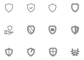 Collection of modern shield outline icons. Set of modern illustrations for mobile apps, web sites, flyers, banners etc isolated on white background. Premium quality signs vector