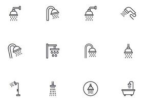 Collection of modern shower outline icons. Set of modern illustrations for mobile apps, web sites, flyers, banners etc isolated on white background. Premium quality signs. vector