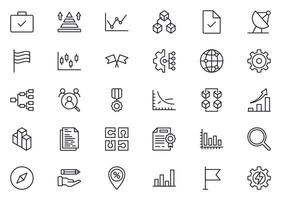 Business line icon set. Collection of commerce uotline sighn for web design, mobile app, UI design, etc. Dark blue line symbol of finance on white background. vector